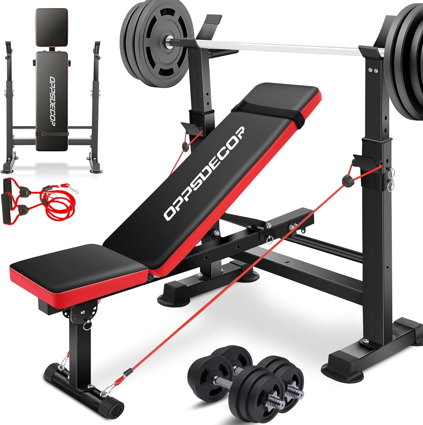 6 in 1 Weight Bench Set with Squat Rack