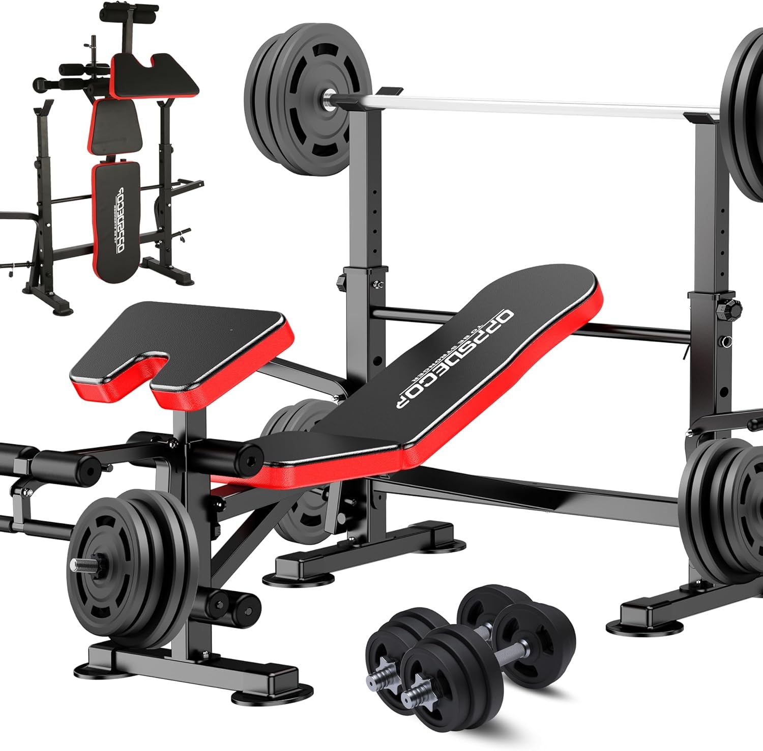 6 in 1 Weight Bench Set with Squat Rack 
