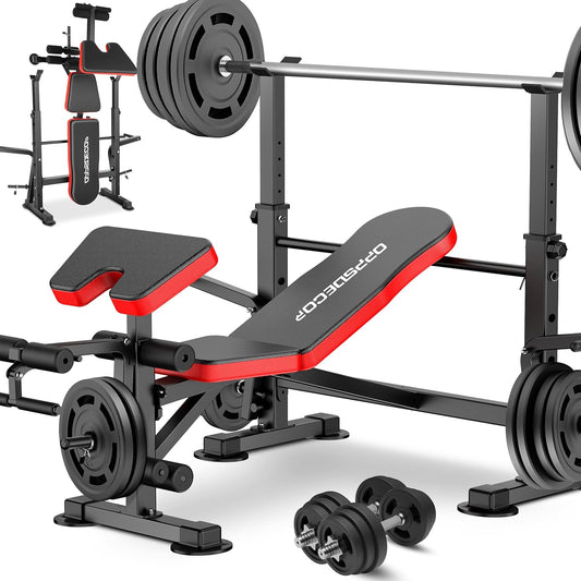 6 in 1 Weight Bench Set with Squat Rack 